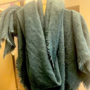Free people oversized peacock blue green blanket scarf